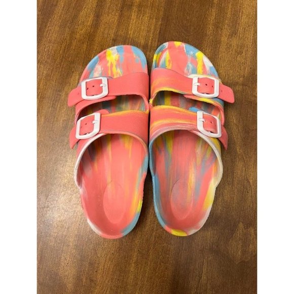 Academy Girls' Tie-Dye Print Pink Slip-On Slides/Sandals - Picture 6 of 9